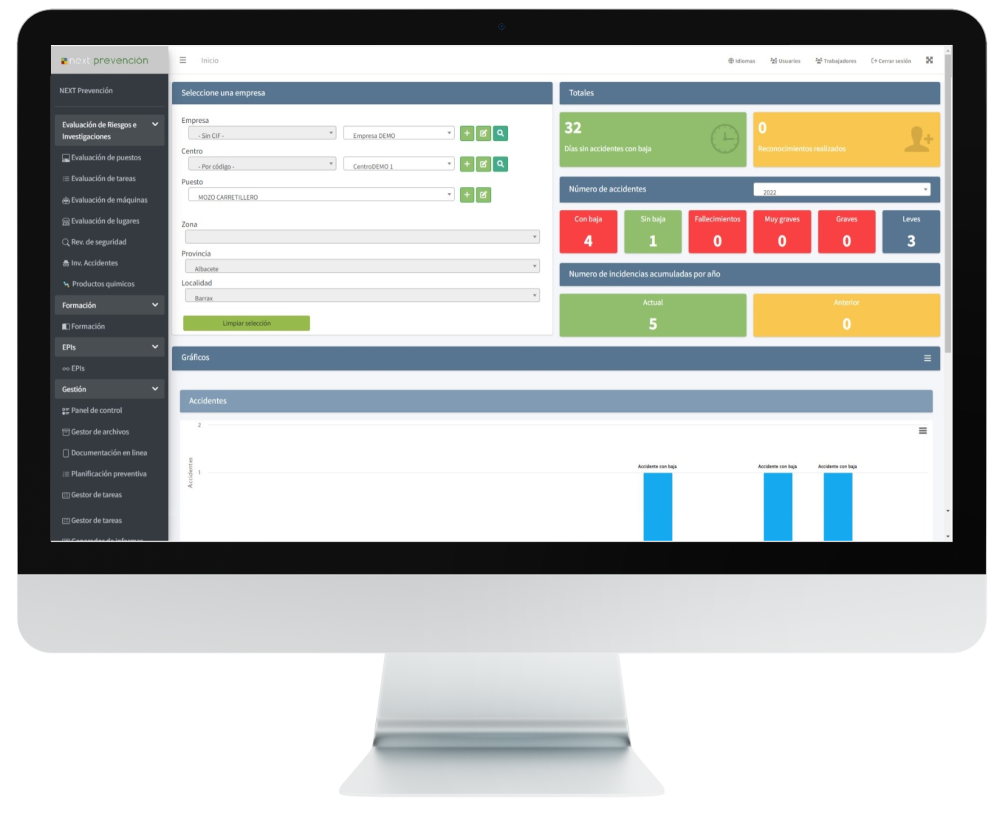 Next PRL en un monitor: software de prevención de riesgos laborales online