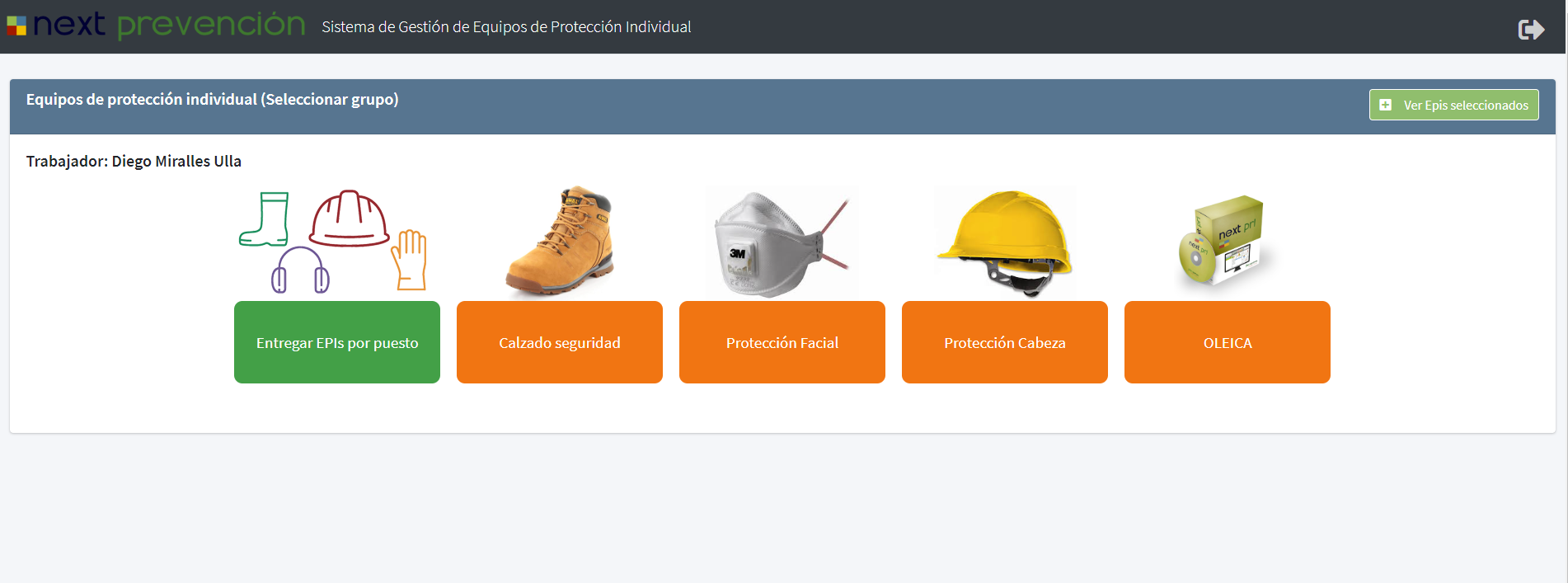 Gestión de EPIs en el software Next PRL (pantalla 5)