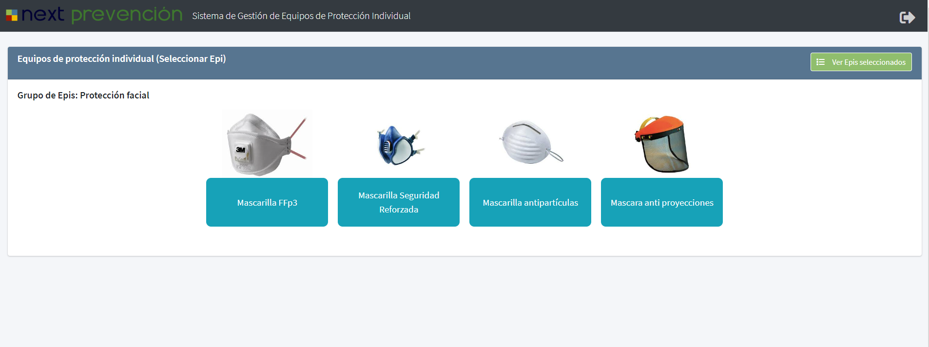 Gestión de EPIs en el software Next PRL (pantalla 6)