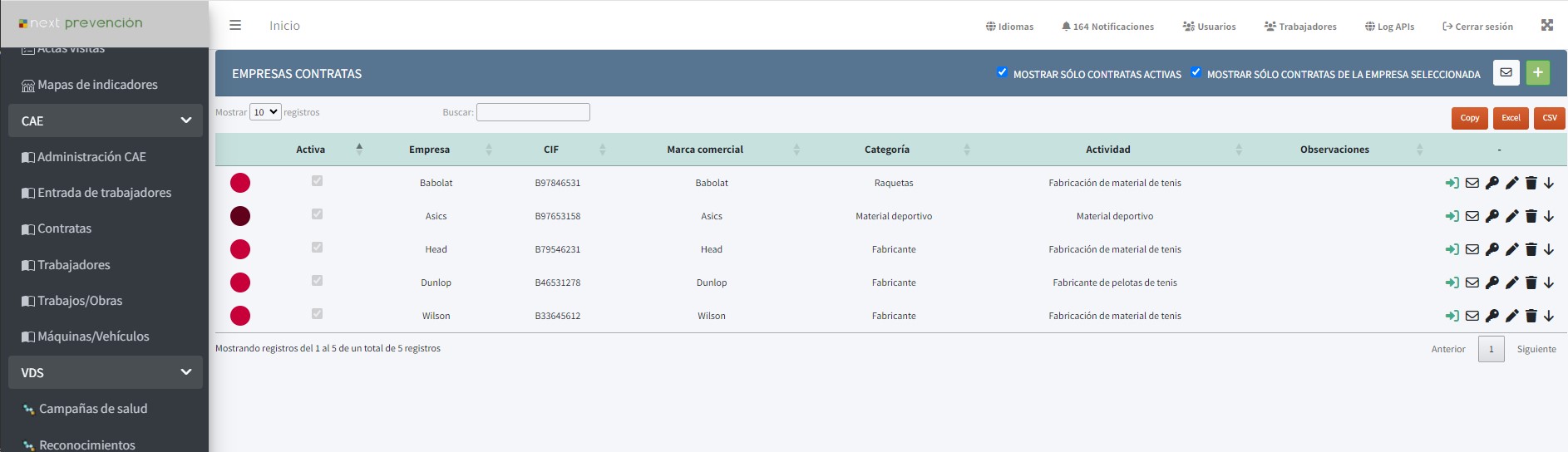 Gestión de contratas en el software NEXT CAE